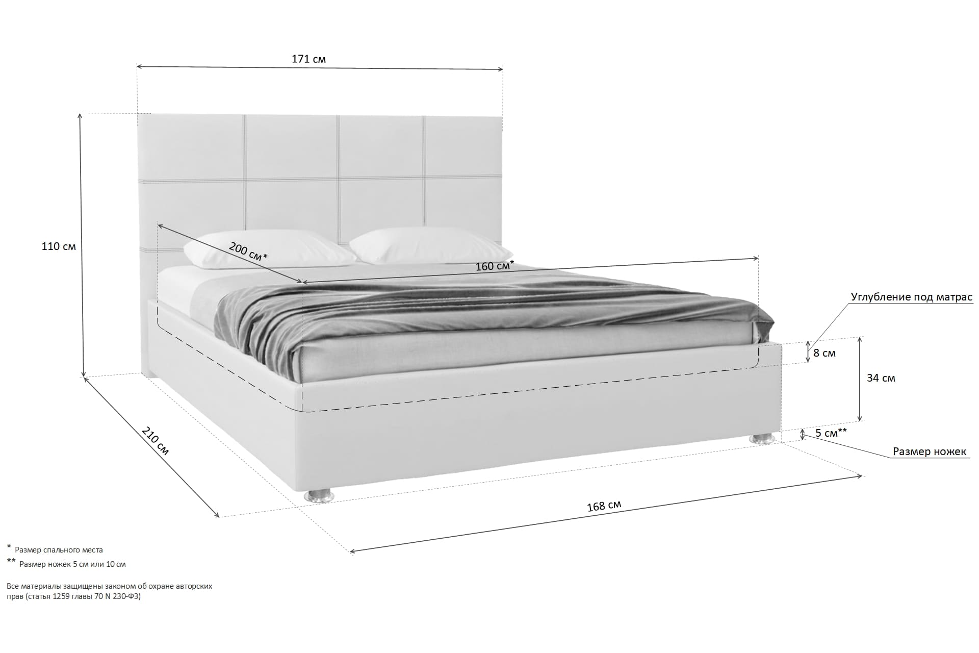 кровать sontelle ларди 120х210